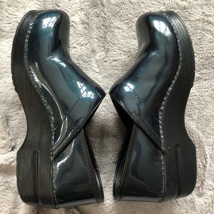 Dansko Navy Blue Patent Leather Clogs